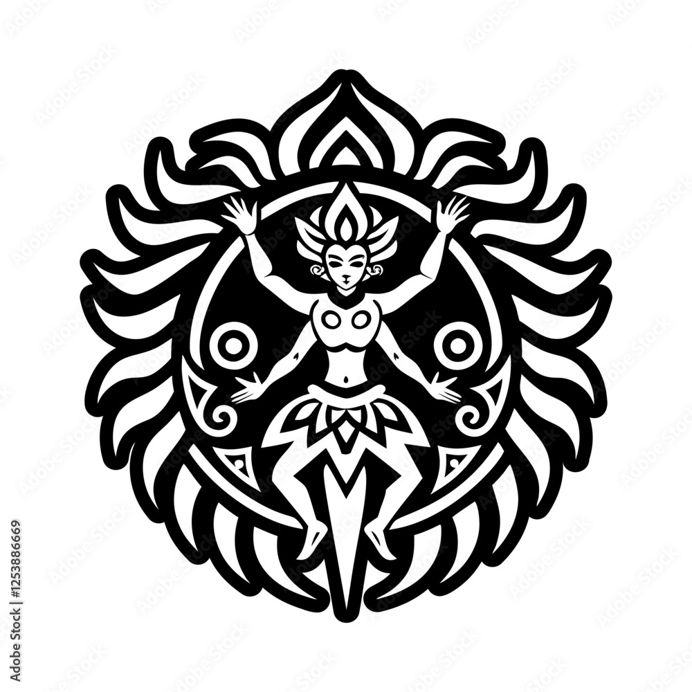 Fototapeta premium Taino dance icon in glyph style