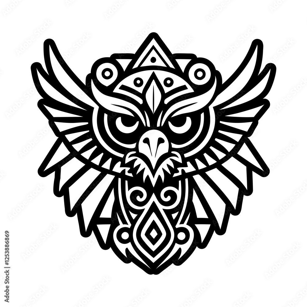Fototapeta premium Eagle warrior tattoo icon in glyph style