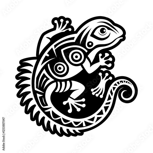 Fotografie Glyph style icon of a tribal iguana