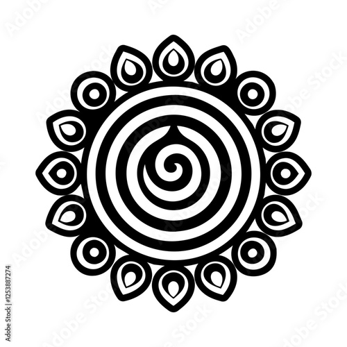 Obraz na plátně Glyph style icon of taino spiral symbol