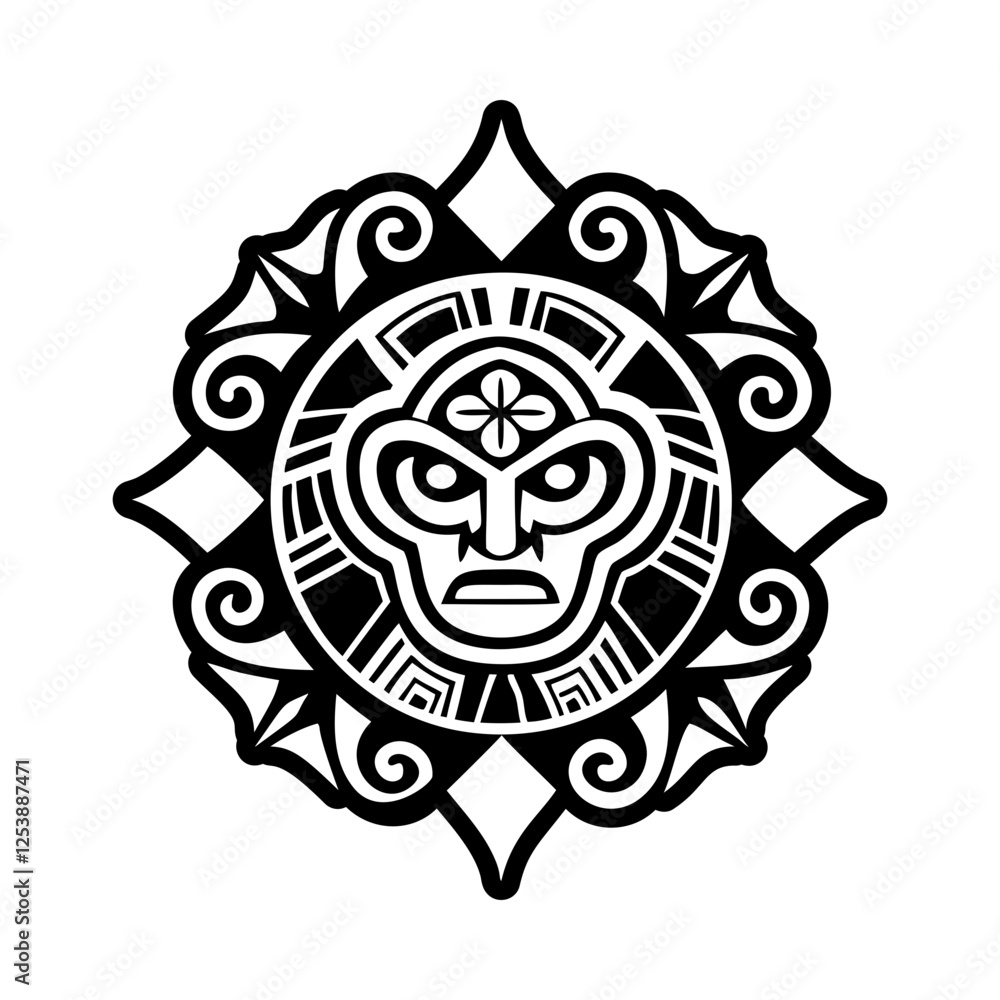 Fototapeta premium Taino rock tattoo icon in glyph style