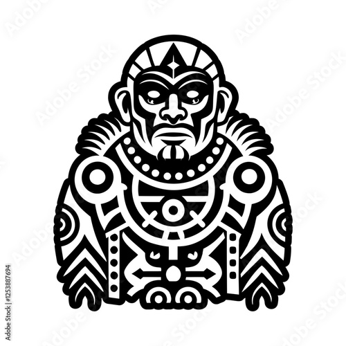 Taino storyteller portrait glyph style icon