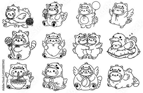 Cute Cartoon Animals in Playful Poses and Fun Activities