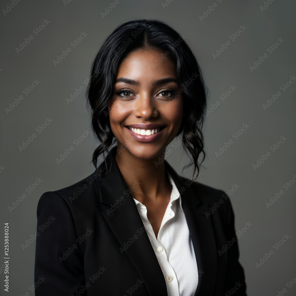 Smiling young woman in a suit with a professional look. Smiling young woman in a suit with a professional look.