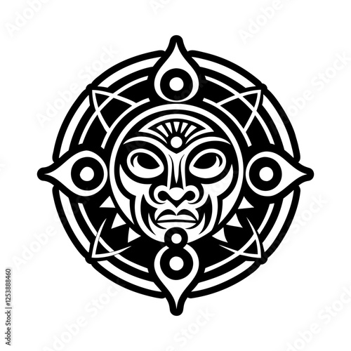 Healer taino motif, glyph style icon