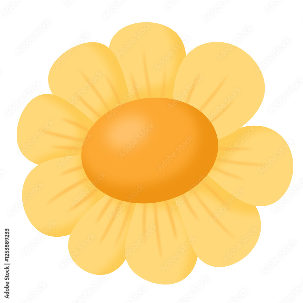 Cartoon yellow daisy flower icon. Cartoon yellow daisy flower icon.