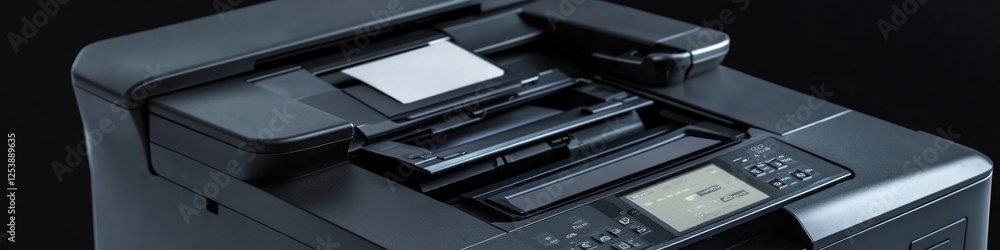 A close-up image of an old-fashioned printer in monochrome tones, suitable for use in historical or nostalgic contexts A close-up image of an old-fashioned printer in monochrome tones, suitable for use in historical or nostalgic contexts