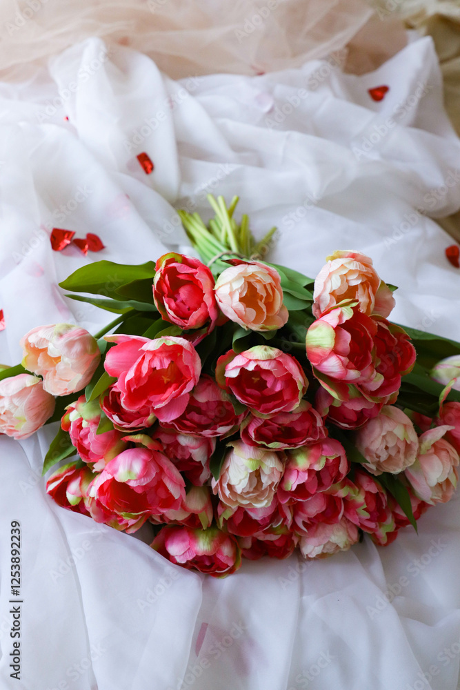 Fototapeta premium The room is decorated with flowers