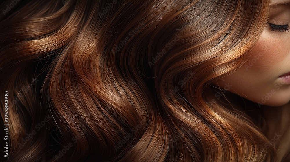 Naklejka premium Girl with long curly hair