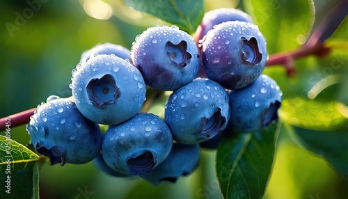 cluster of ripe blueberry on a branch