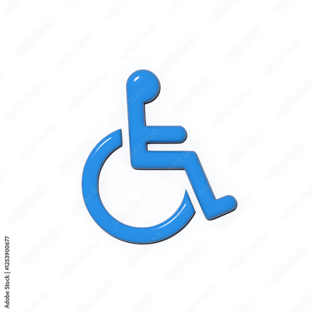 3D rendered image of an accessibility icon indicating facilities and services for disabled individuals The symbol is blue and contrasts with a white backdrop 3D rendered image of an accessibility icon indicating facilities and services for disabled individuals The symbol is blue and contrasts with a white backdrop