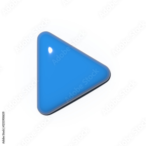 3D rendered blue play button icon Minimalist design on a clean white background Useful for app interfaces web design and promotional materials