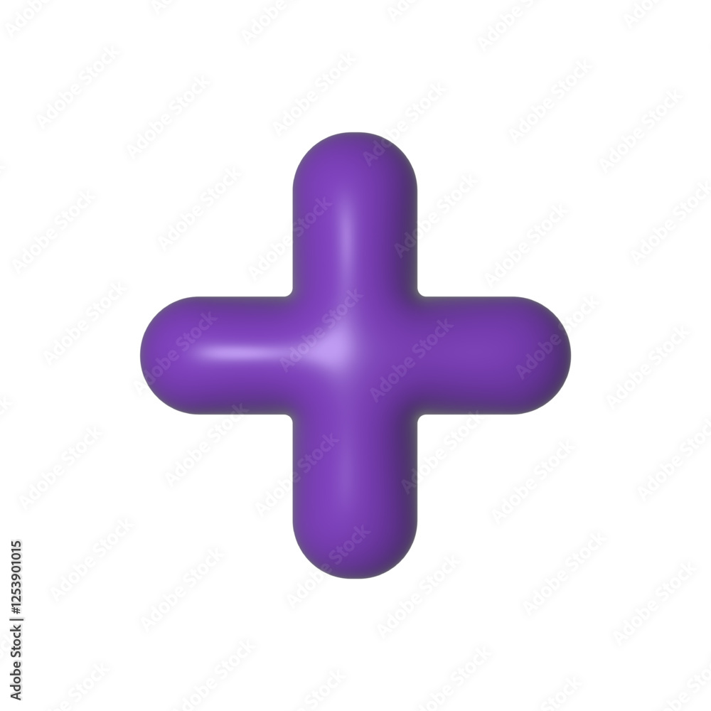 Purple cross icon: A 3D vector illustration against a pristine white background Features rounded edges Simple modern design icon Purple cross icon: A 3D vector illustration against a pristine white background Features rounded edges Simple modern design icon