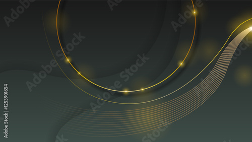 Abstract Dark Black Gold Material Modern Background With Golden Lines Stripes Shadows Backdrop Wallpaper Decoration Vector Design Style