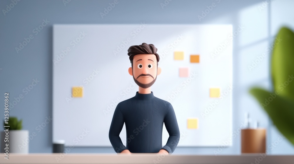 Fototapeta premium cartoon man in an office setting