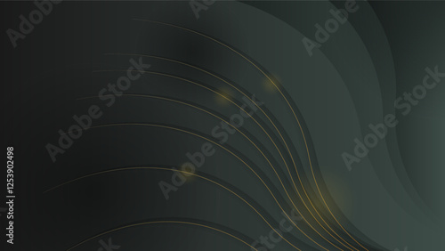 Abstract Dark Black Gold Material Modern Background With Golden Lines Stripes Shadows Backdrop Wallpaper Decoration Vector Design Style
