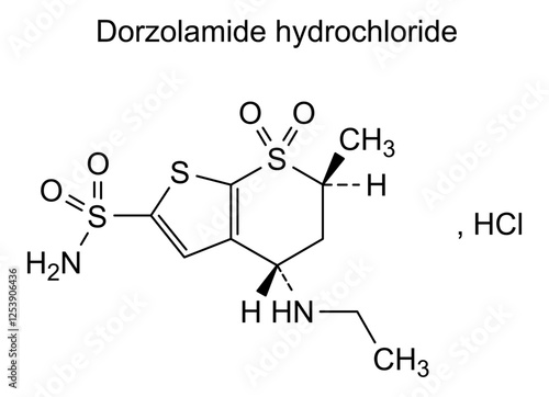 Chemical structure of dorzolamide hydrochloride, drug substance