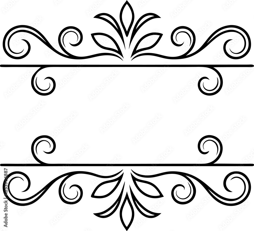 Fototapeta premium Elegant Flourish Frame Divider Vintage Decorative Border Design Element