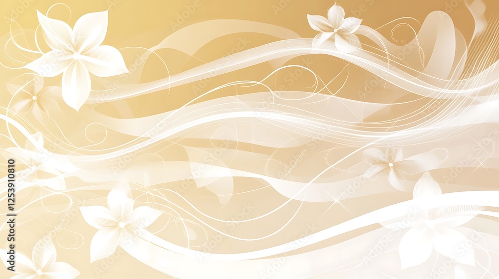 Obraz premium Golden floral wave background, design