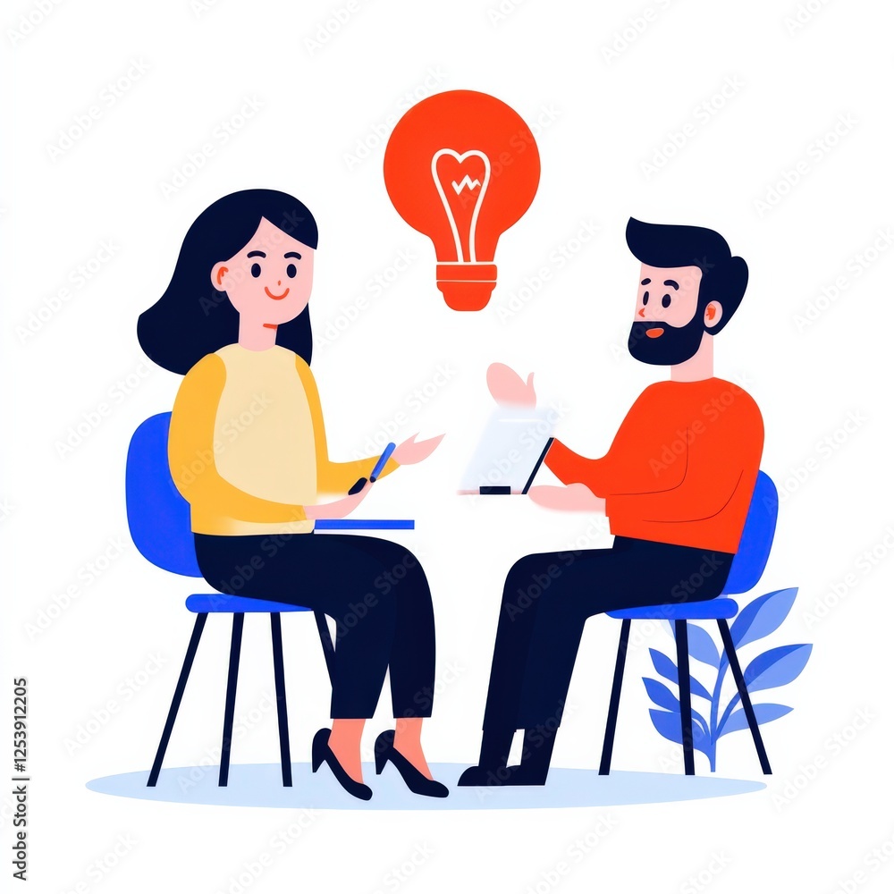 business meeting with idea lightbulb business meeting with idea lightbulb