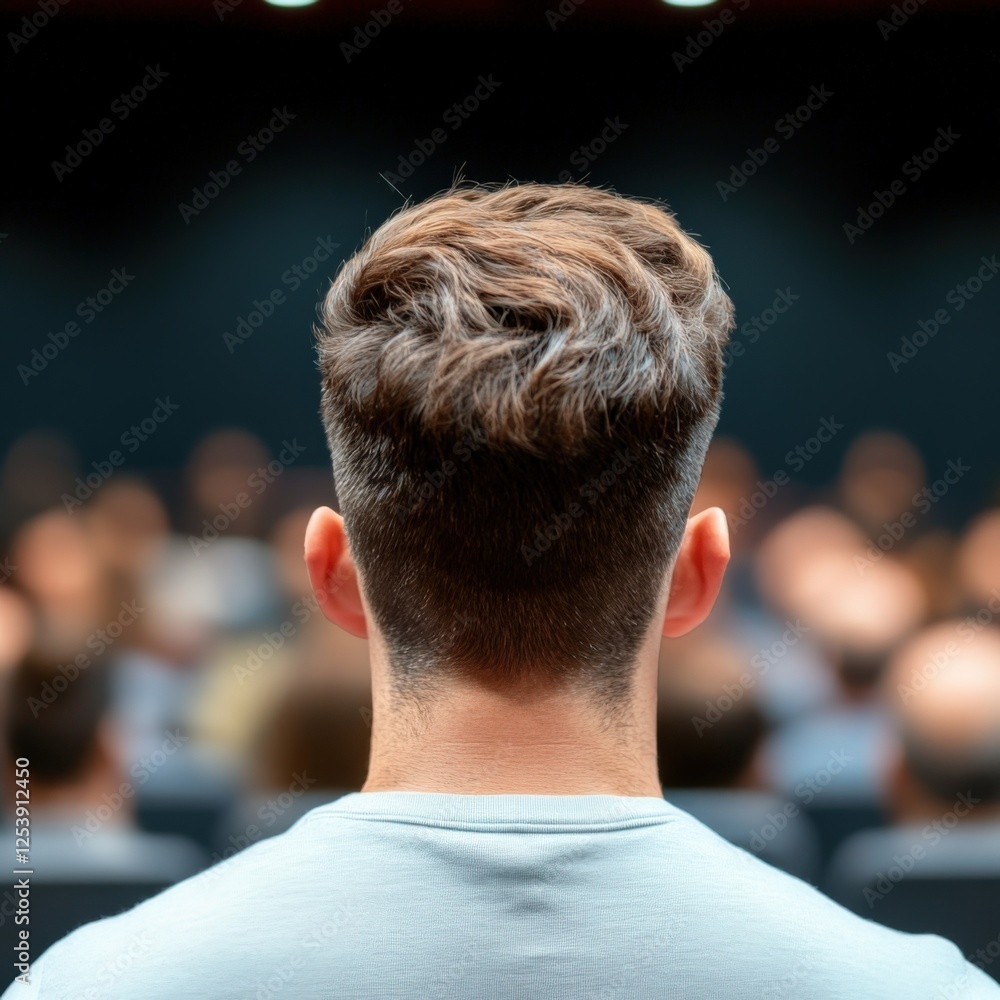 back of Man's Head at Event back of Man's Head at Event