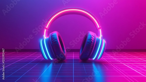 Retro-futuristic synthwave items with neon glow and 80s aesthetics
