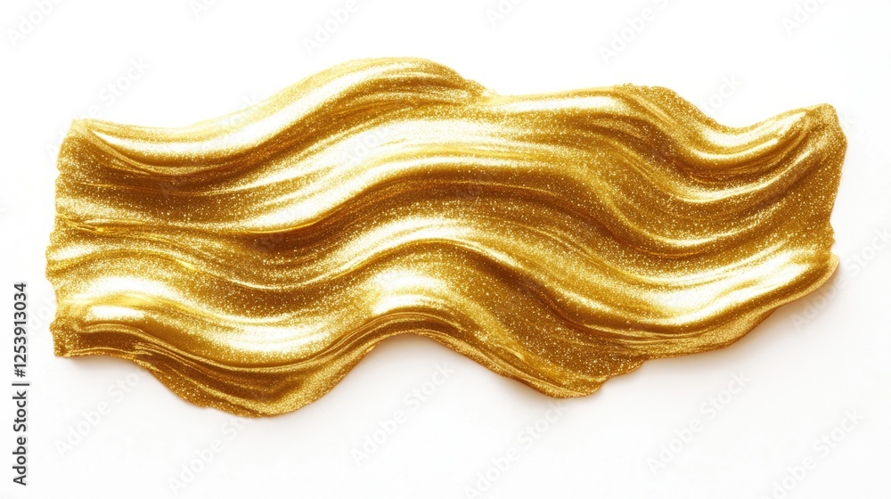 A gold wave shaped object on a white surface A gold wave shaped object on a white surface