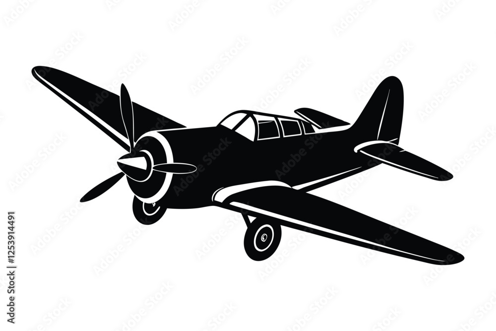 Silhouette of a propeller plane vector art illustration6.eps Silhouette of a propeller plane vector art illustration6.eps