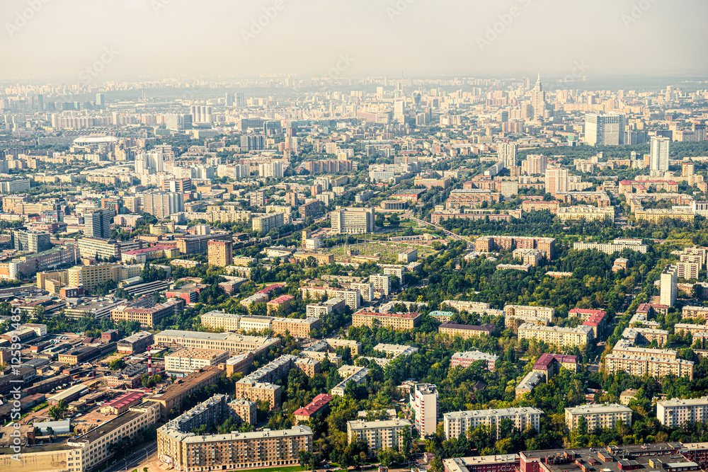 A bird's-eye view of the urban landscape of Moscow residential development