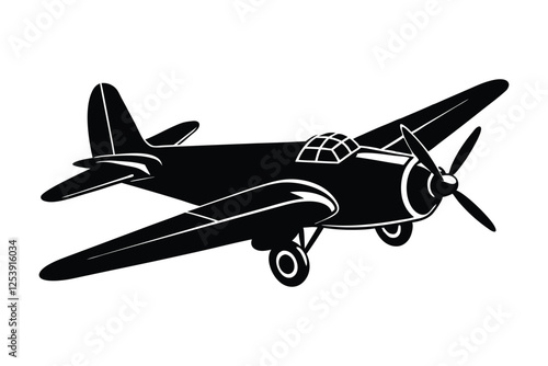 Silhouette of a propeller plane vector art illustration2.eps