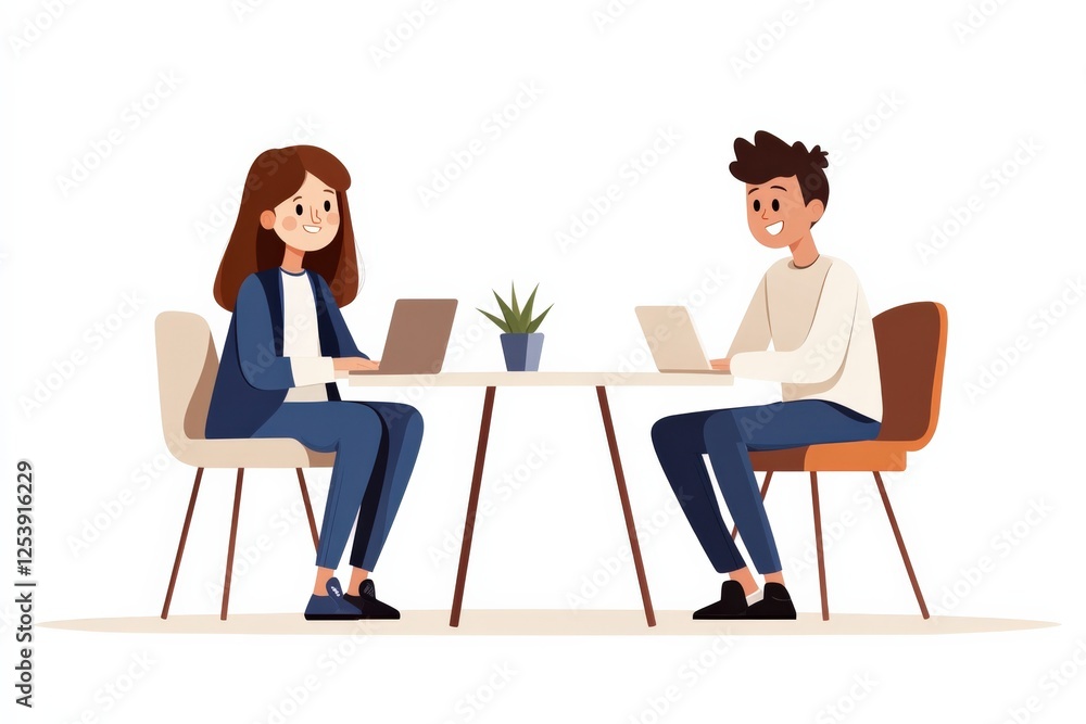 People working at a table with laptops People working at a table with laptops