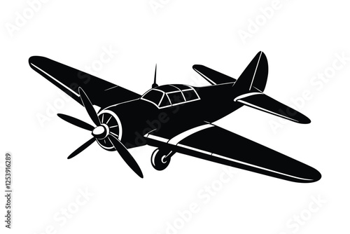 Silhouette of a propeller plane vector art illustration5.eps