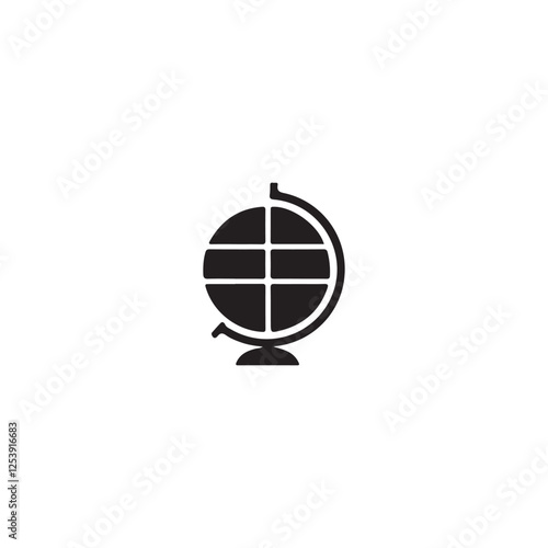 Simple black and white globe icon.