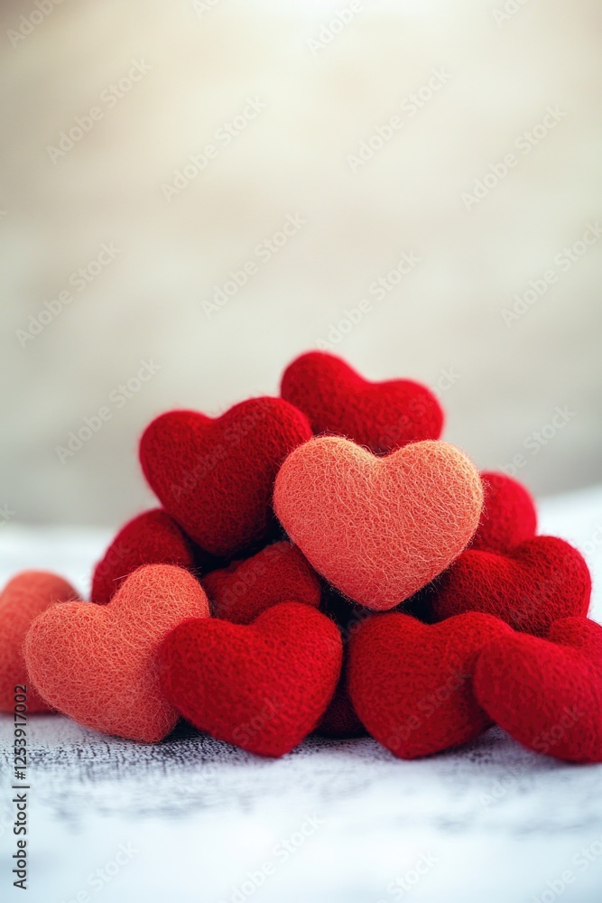 Fototapeta premium A collection of colorful hearts arranged on a surface, perfect for romantic occasions or Valentine's Day themes