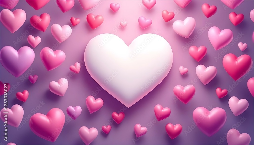 Romantic 3D Hearts Background: Pink Purple Valentine's Day Love Design, Cute Sweetheart Wallpaper Romantic 3D Hearts Background: Pink Purple Valentine's Day Love Design, Cute Sweetheart Wallpaper
