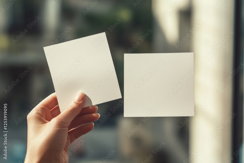 A person holding a piece of paper in their hand, suitable for office or business use A person holding a piece of paper in their hand, suitable for office or business use