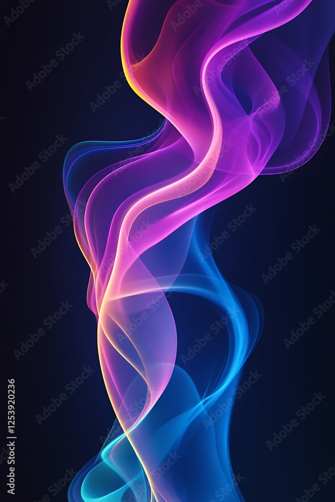 Obraz premium Flowing lines with neon holi powder clouds