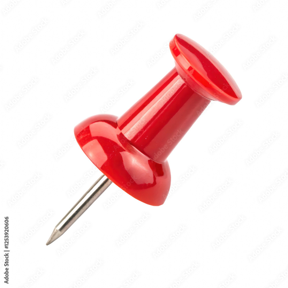 A Pushpin in Bright Red Isolated on a Transparent Background, Ideal for Office and Design Applications A Pushpin in Bright Red Isolated on a Transparent Background, Ideal for Office and Design Applications
