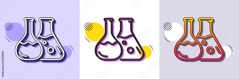 Chemistry lab line icon. Halftone dotted pattern. Gradient icon with grain shadow. Laboratory flask sign. Analysis symbol. Line chemistry lab icon. Various designs. Vector Chemistry lab line icon. Halftone dotted pattern. Gradient icon with grain shadow. Laboratory flask sign. Analysis symbol. Line chemistry lab icon. Various designs. Vector