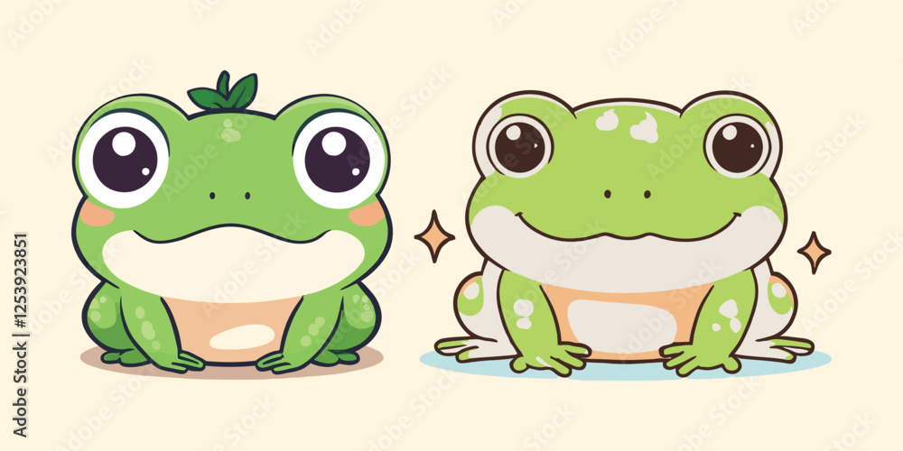 Fototapeta premium Cute Frog Couple Cartoon Vector Icon Illustration stickers