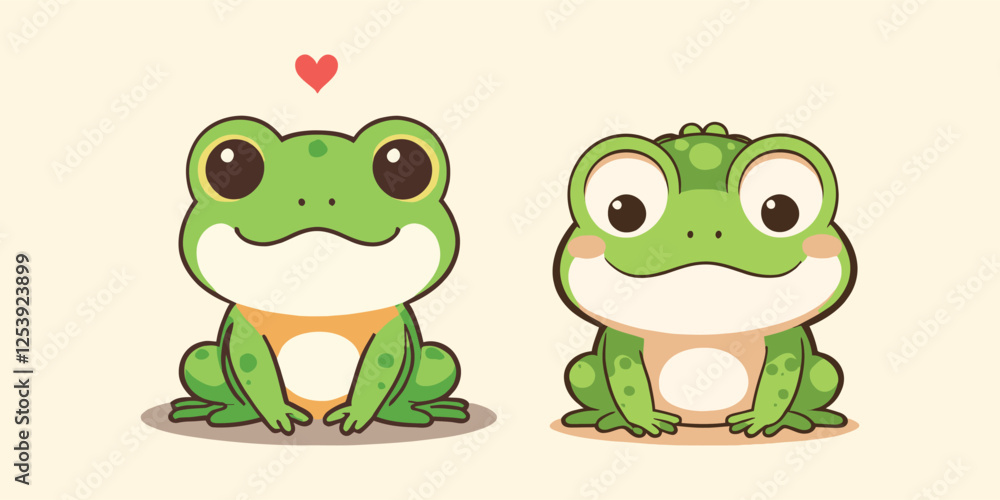 Fototapeta premium Cute Frog Couple Cartoon Vector Icon Illustration stickers