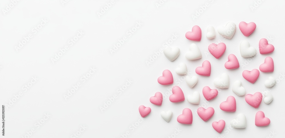 Pink and White Hearts on White Background Pink and White Hearts on White Background