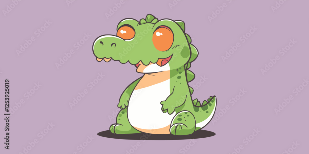 Obraz premium Adorable Baby Crocodile Cartoon Vector Icon Illustration stickers