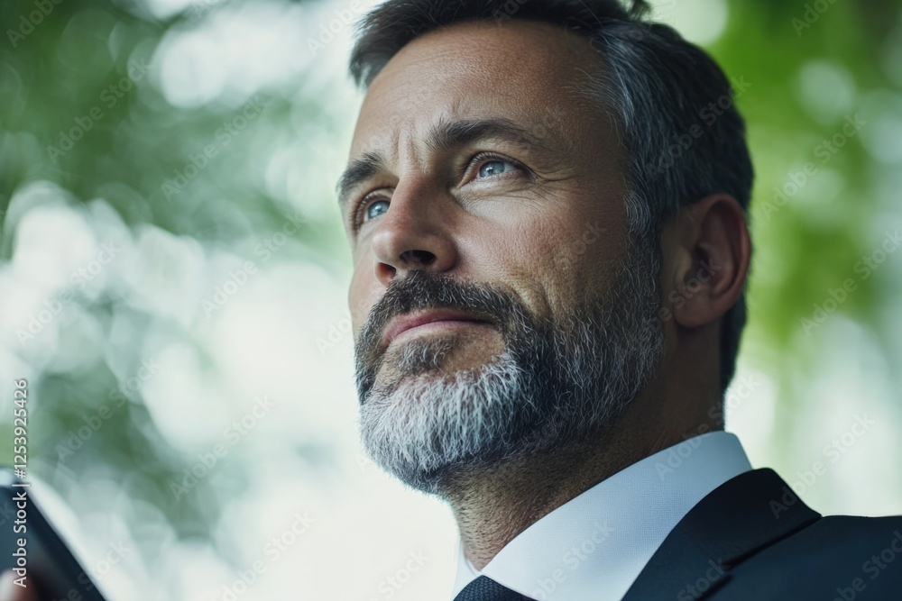 man in suit looking up, portrait man in suit looking up, portrait