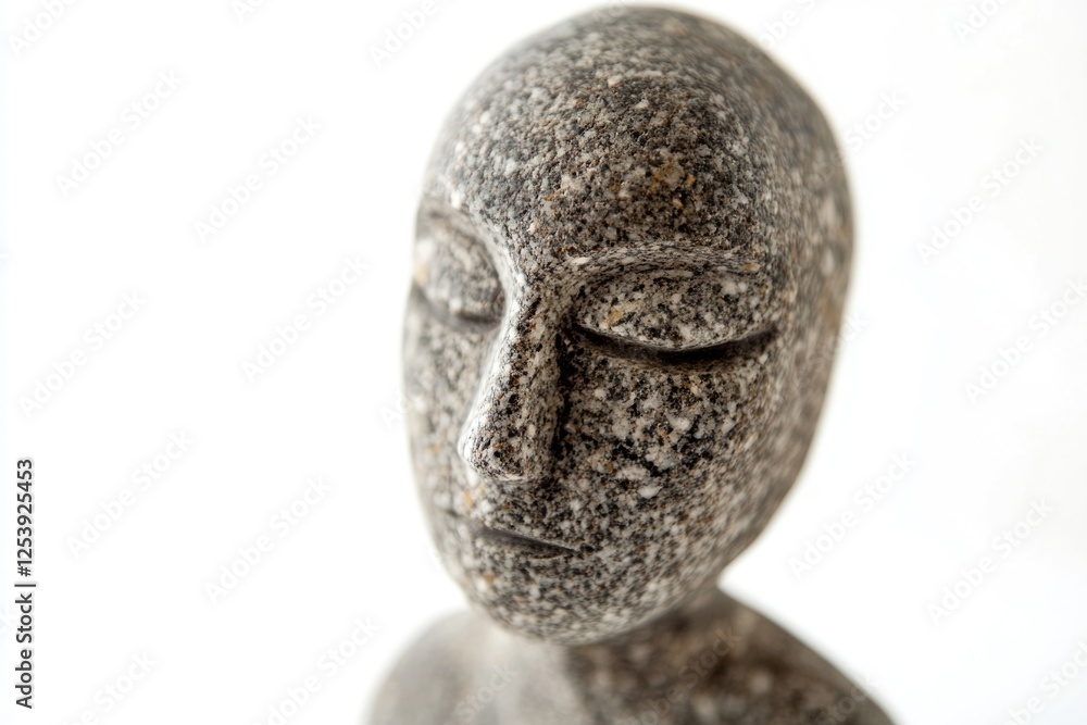 A close-up view of a statue depicting a human face, with intricate details and expressions A close-up view of a statue depicting a human face, with intricate details and expressions