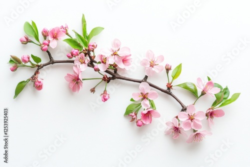 Delicate Pink Blossoms on White Background