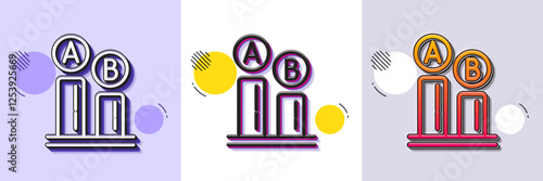 Ab testing line icon. Halftone dotted pattern. Gradient icon with grain shadow. Ui test chart sign. Line ab testing icon. Various designs. Vector
