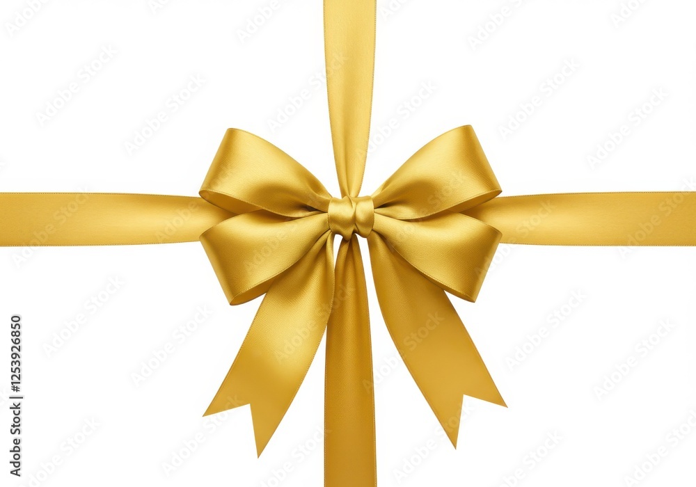 Elegant gold ribbon and bow on a white background Elegant gold ribbon and bow on a white background