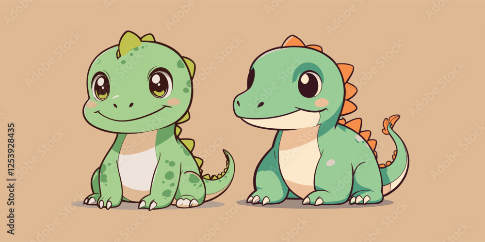 Obraz premium Cute Baby Dragons Cartoon Vector Icon Illustration stickers