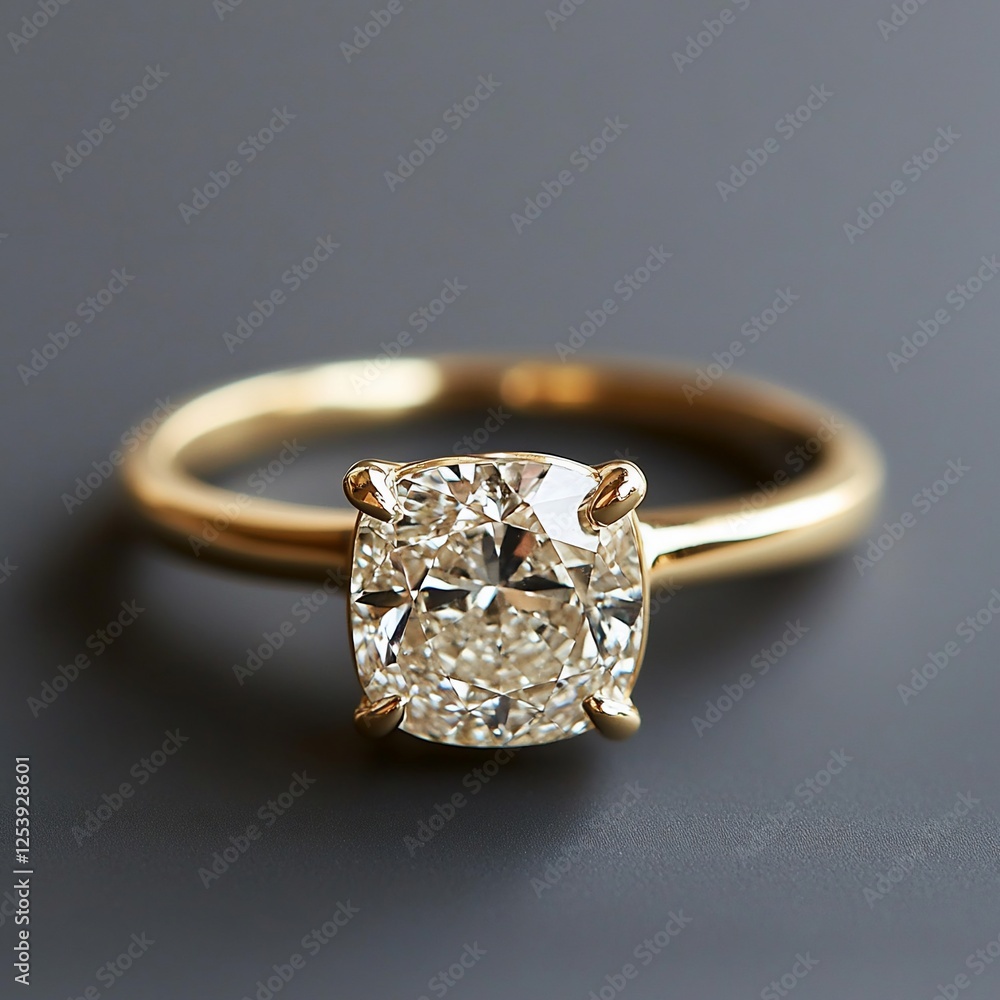 Elegant Cushion Cut Diamond Engagement Ring in 14k Yellow Gold Setting: A Symbol of Love and Commitment Elegant Cushion Cut Diamond Engagement Ring in 14k Yellow Gold Setting: A Symbol of Love and Commitment